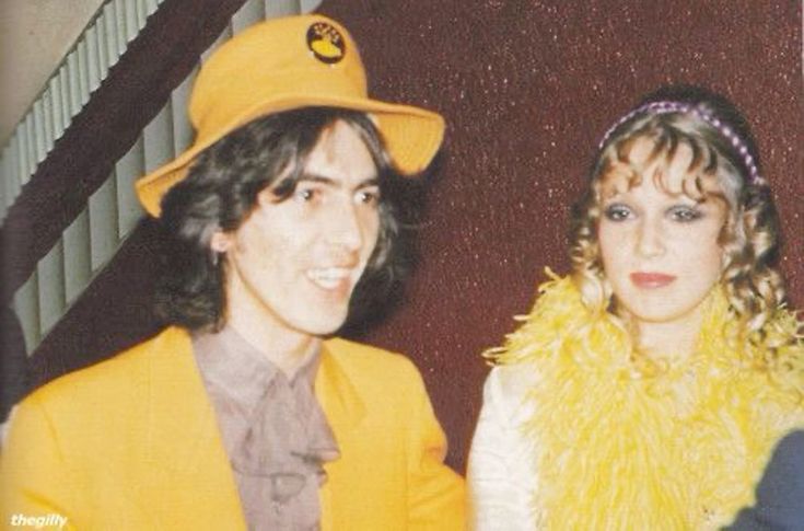 thinkharrison_'s tweet image. george harrison and pattie boyd at the film premiere of yellow submarine - july 17, 1968 💛