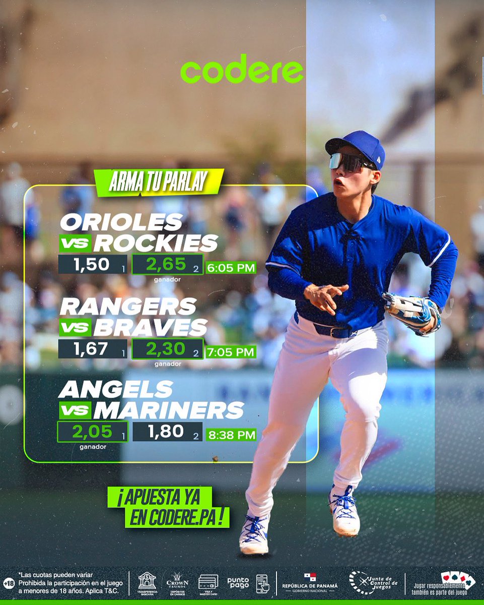 Hey, hoy se vive la #MLB candela candela, arma a tu #parlay ya mismo.

#Codere