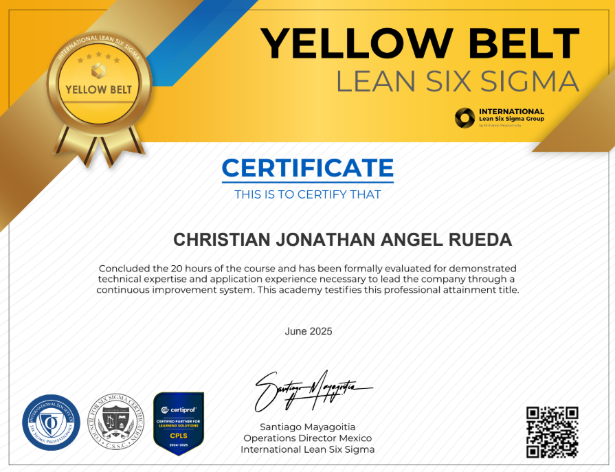 ecoonis1's tweet image. 💡 ¡Certificación Yellow Belt en Lean Six Sigma completada!
Compromiso real con la mejora continua, la inclusión tecnológica y la excelencia educativa. Seguimos avanzando en TRAMVET 🚀
#LeanSixSigma #YellowBelt #EducaciónSTEM #TecnologíaInclusiva #TRAMVET #MejoraContinua