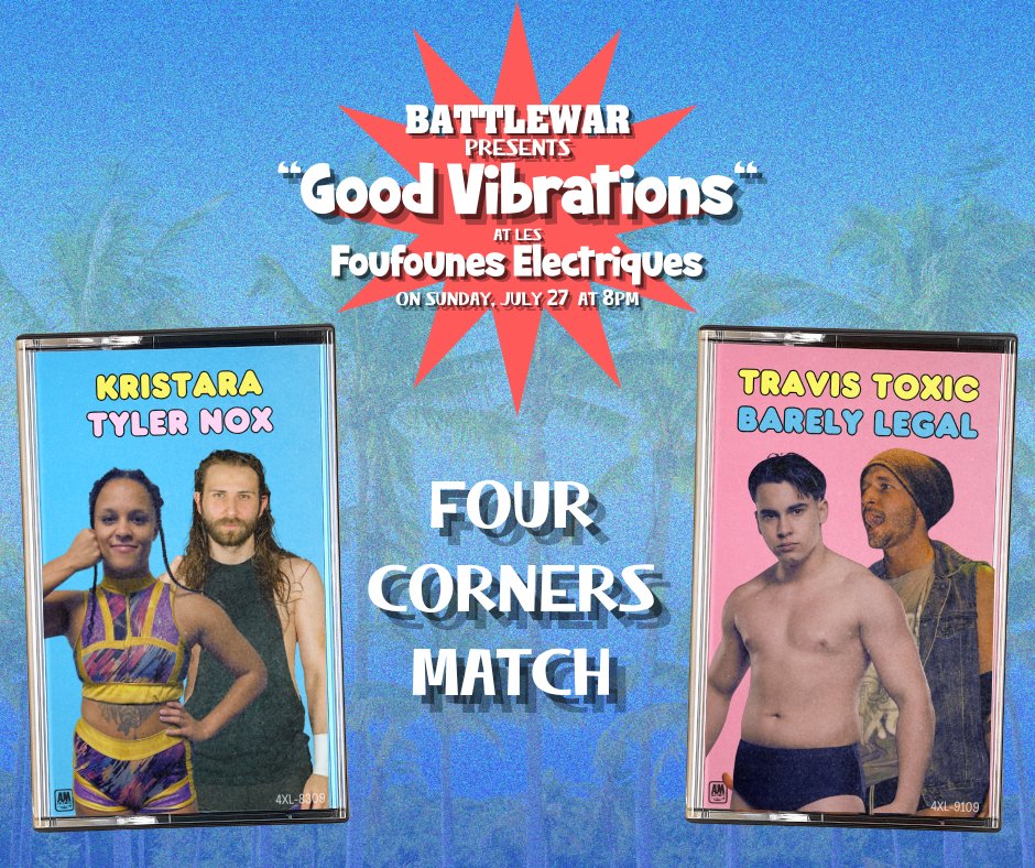 TheBATTLEWAR's tweet image. You know what this Sunday's card could use?
More action.
@_kristara, @nylertox, "Barely Legal" Hayden Bright and the returning BATTLEWAR original, Travis Toxic are set to clash at @LesFoufs in a Four Corners Match!