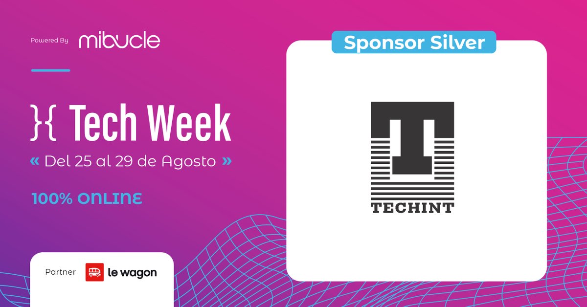 mibuclecom's tweet image. 🤝 ¡Techint se suma como sponsor oficial de la #TechWeek 2025!

Una compañía global que apuesta por la innovación, la tecnología y el desarrollo del talento en la región. 🌎💡

Del 25 al 29/8, conocé más sobre su cultura y búsquedas activas.

#Techint #TalentoTech