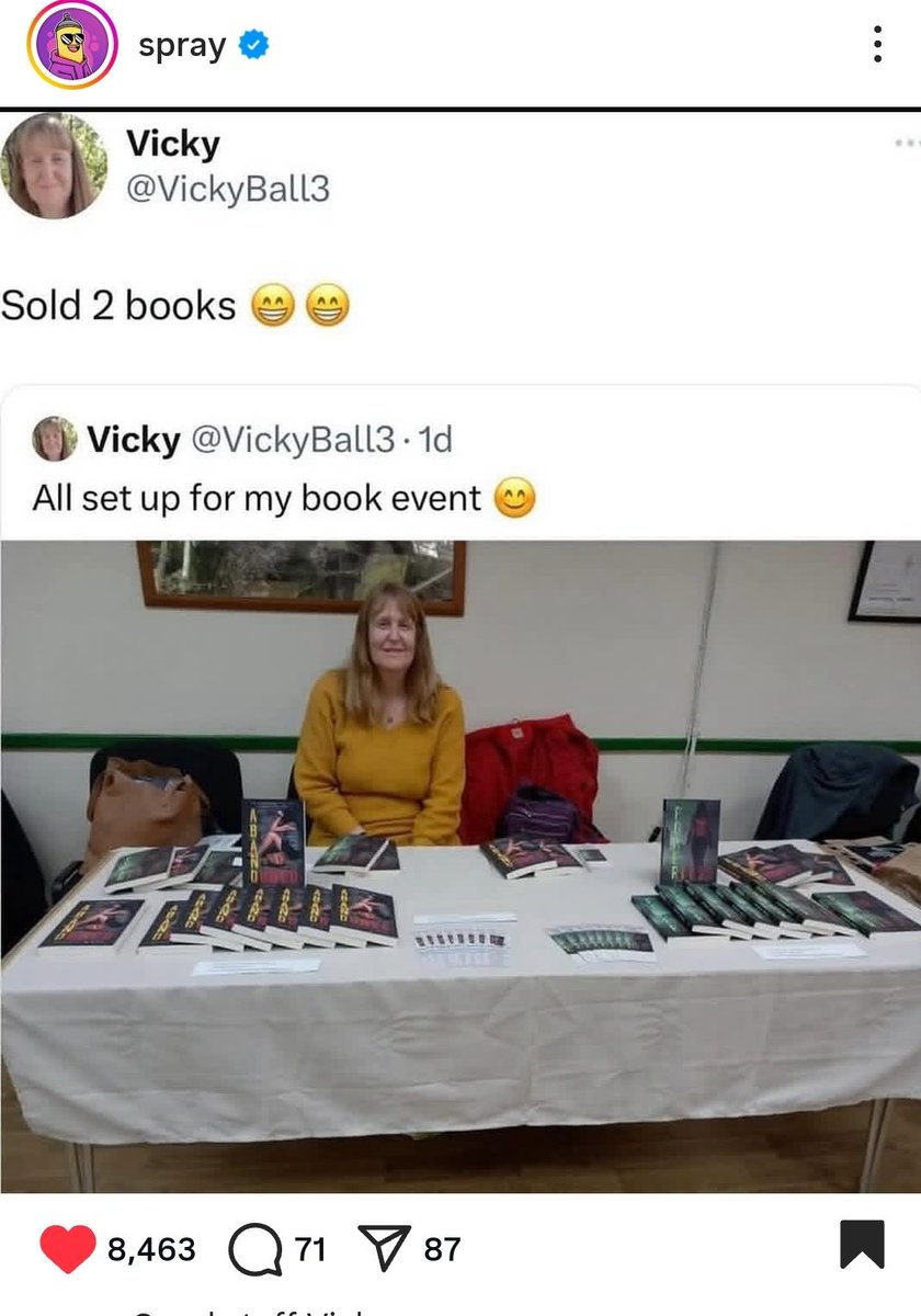 VickyBall3's tweet image. Today has been a good day. I had lunch with my lovely friend, I added another 2000 words to my wip taking the total to just over 50,000 words now and my viral story got reshared on Instagram and the comments are so lovely. People are so kind 😍