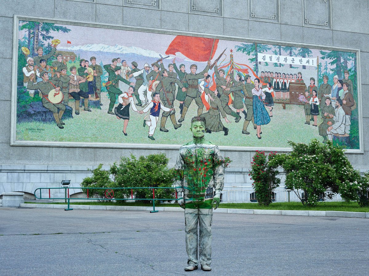 The Chinese artist who has himself painted to become invisible. 

Liu Bolin (1973- )