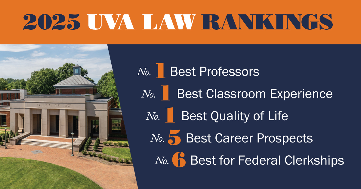 UVALaw's tweet image. #UVALaw has ranked in the top seven in six of the most competitive Princeton Review categories for the past four years. law.virginia.edu/news/202507/uv…