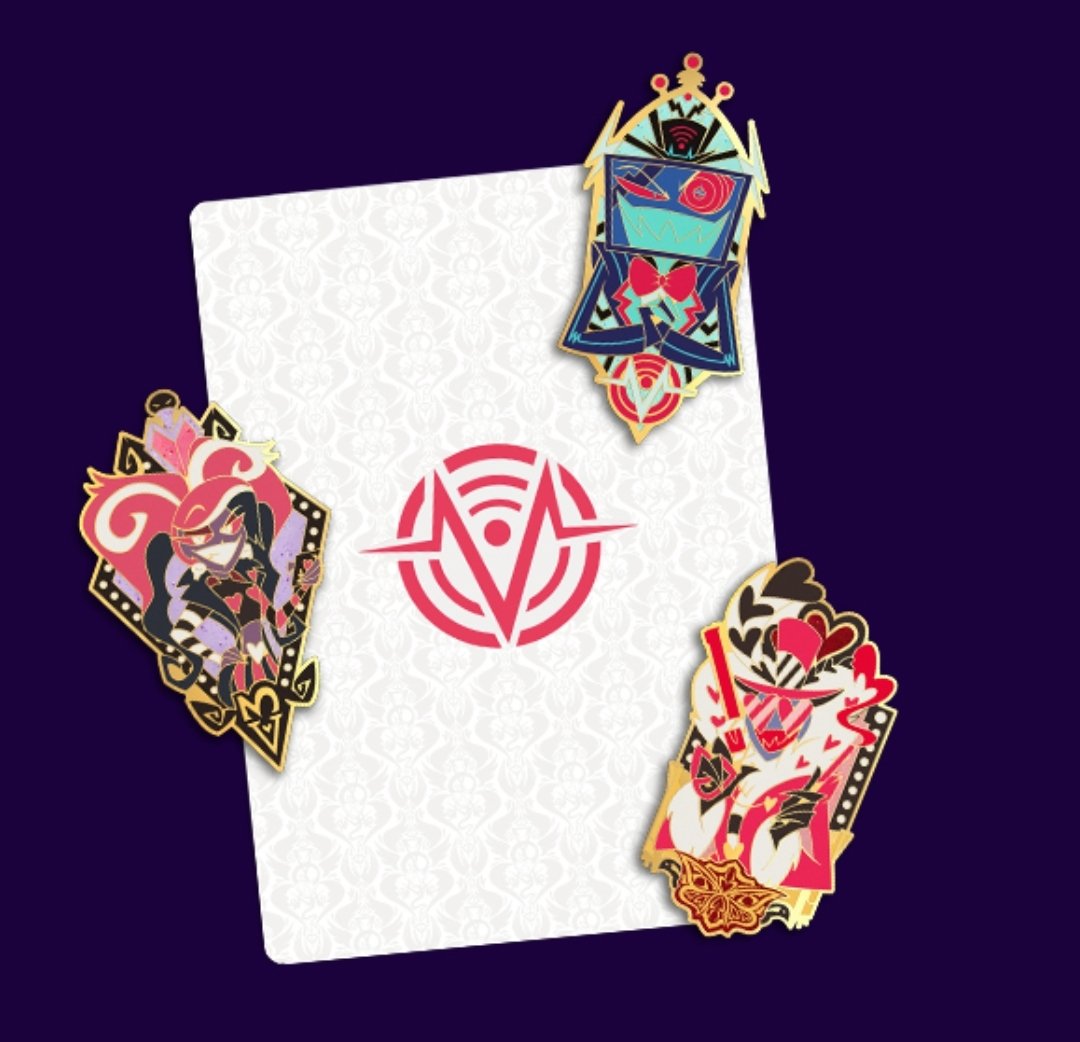 Lindquist4444's tweet image. THE VEES PINS!!!
Vox's is the shape of a throne (or maybe a CEO office chair), Val's is a studio mirror lined with lights and Velvette's is the shape of her love potions!!!
I LOVE THIS
#HazbinHotel #HazbinHotelVees