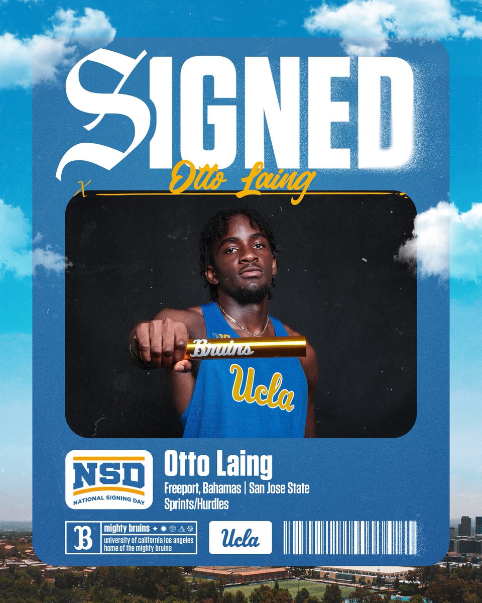 Otto Laing, runner-up in the 110m hurdles at the 2025 Mountain West Championships, is set to join UCLA as a transfer out of San Jose State. 

Welcome to Westwood, Otto!

#GoBruins