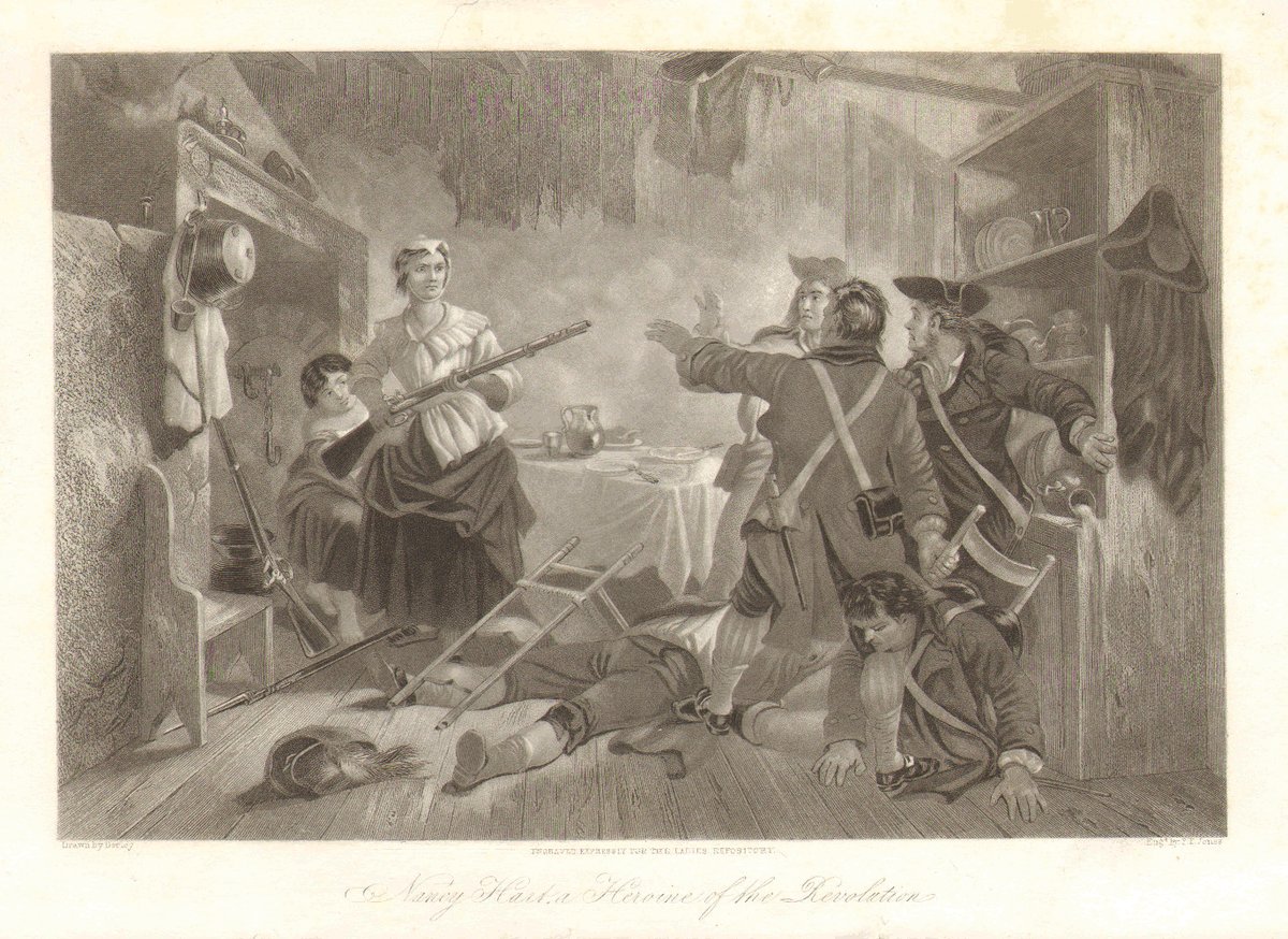 EchoesofWarYT's tweet image. Nancy Hart single-handedly captured six Loyalist soldiers who barged into her home intending to ransack it.