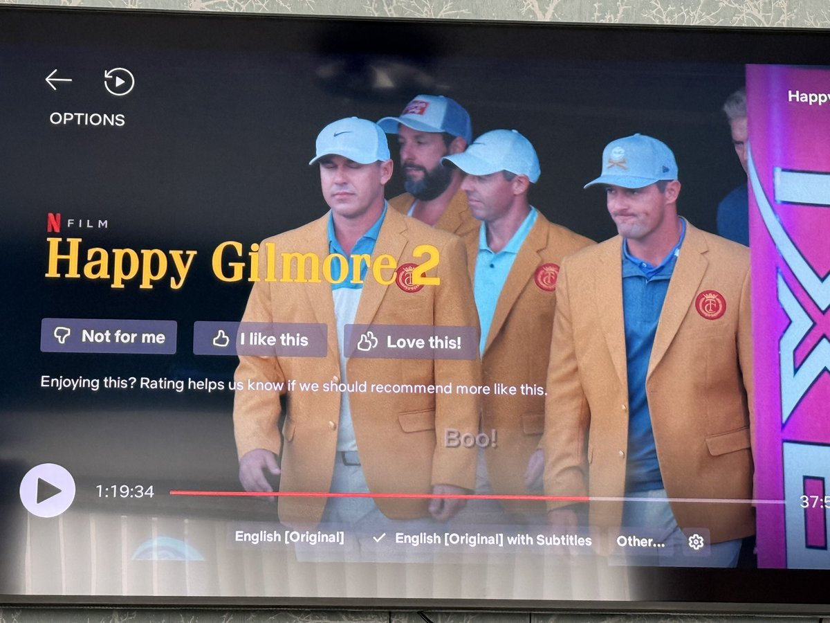 Vicky (@vbintleyvicky) on Twitter photo Watching #happygilmore2!
It’s a fab watch!
Watching all the pro players and our <a href="/McIlroyRory/">Rory McIlroy</a> poke fun at themselves is brilliant 🤩 esp <a href="/scottscheffler/">Scottie Scheffler</a> Watching #happygilmore2!
It’s a fab watch!
Watching all the pro players and our <a href="/McIlroyRory/">Rory McIlroy</a> poke fun at themselves is brilliant 🤩 esp <a href="/scottscheffler/">Scottie Scheffler</a>