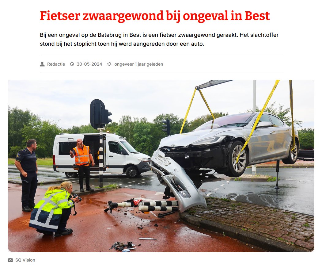 ton_aarts's tweet image. Dus, uw "zelfremmende" Tesla ramde eerst een auto
Daarna beukte 'ie bovenop weer een andere auto
En dáárna reed u nog een wachtende fietser plat
Maar .. wanneer remde uw "zelfremmende" Tesla nou?
studio040.nl/nieuws/artikel…