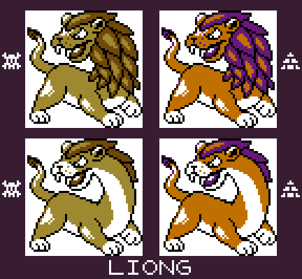 No way, it's #fakemonfriday! So here's Liong, a Poison/Ground type and evo to Neccub! Lone individuals hunt by injecting prey with venom, then waiting for them to waste away. Throughout history, royalty have owned prides of lion for their regality!🦁🐍
#fakemon #Pokemon #pixelart