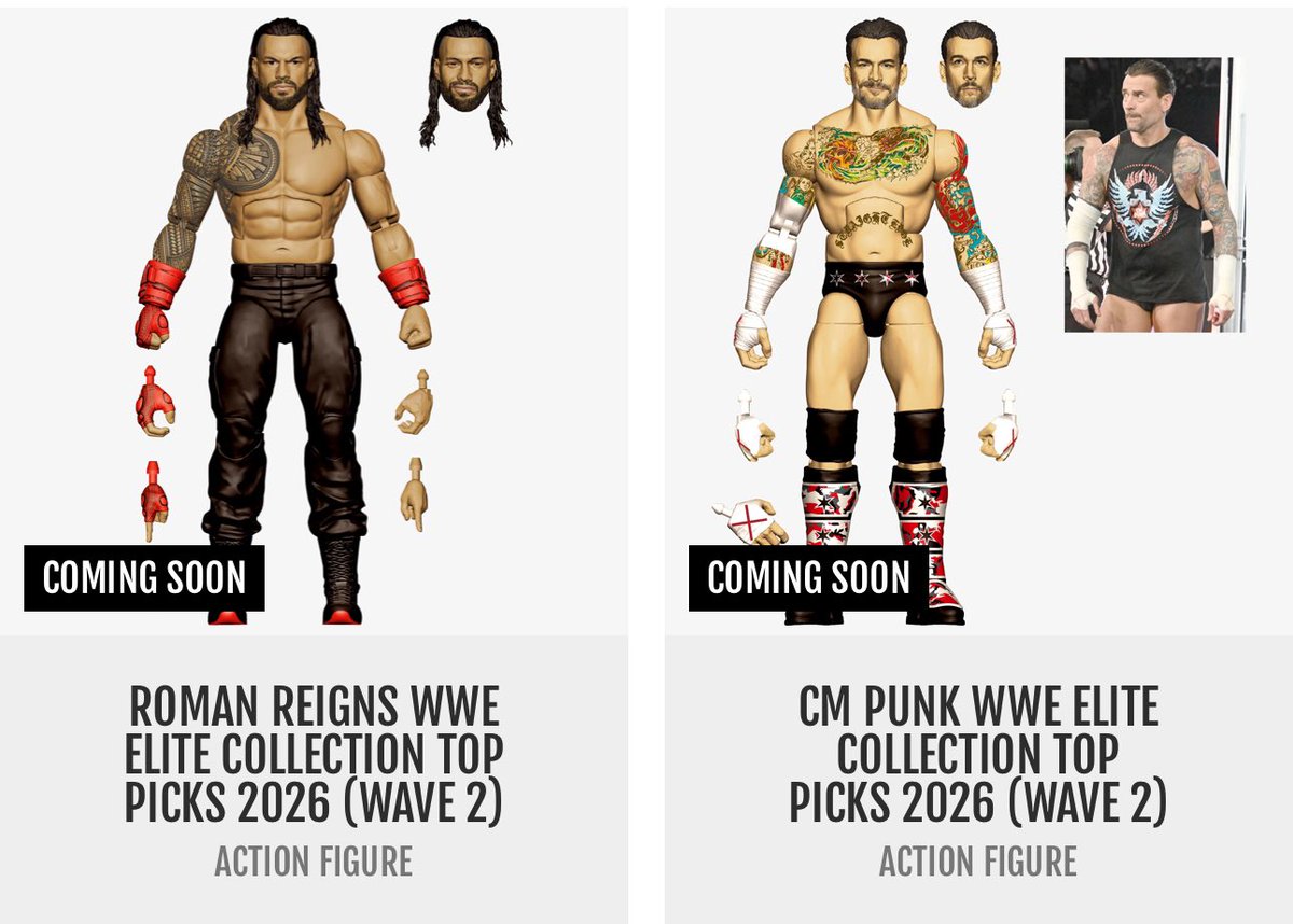 Mitch_Craig13's tweet image. Wwe elite top picks Survivor Series Roman and Punk

📷: @wrestlingshop