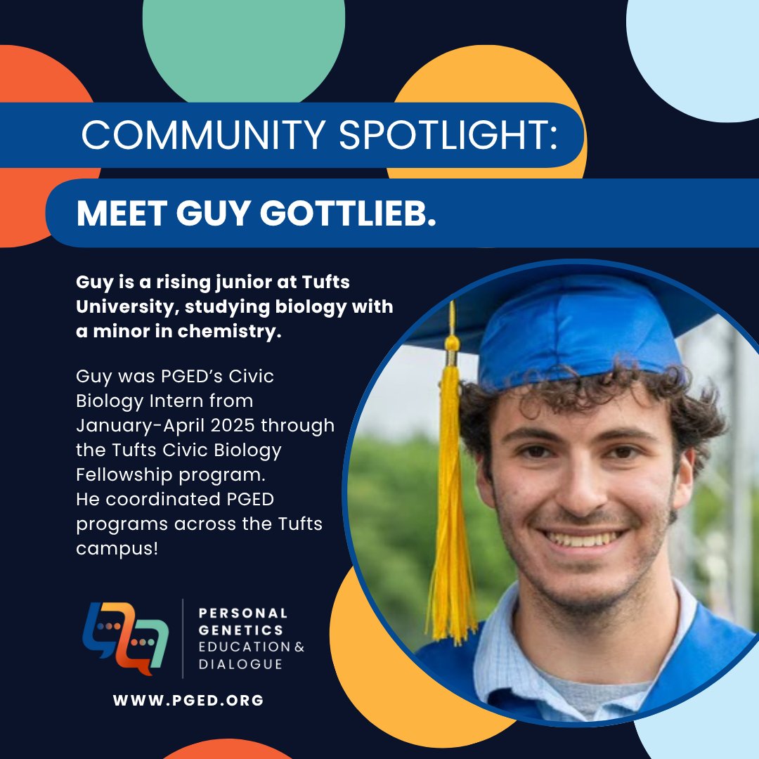 Personal Genetics Education & Dialogue (PGED) (@pgedorg) on Twitter photo PGED's #SpotlightSeries on remarkable people ~ Gill met with Guy Gottlieb, a rising junior at <a href="/TuftsUniversity/">Tufts University</a> studying biology, to learn about his exploration of civic science as a college student. Read his story! -> pged.org/2025/07/21/guy…
#PGED #community #genetics #education PGED's #SpotlightSeries on remarkable people ~ Gill met with Guy Gottlieb, a rising junior at <a href="/TuftsUniversity/">Tufts University</a> studying biology, to learn about his exploration of civic science as a college student. Read his story! -> pged.org/2025/07/21/guy…
#PGED #community #genetics #education