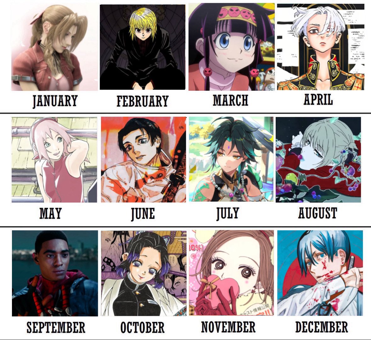 gyuriths's tweet image. your birth month, my fav character &amp;lt;3 
pls tell me which one u got :3