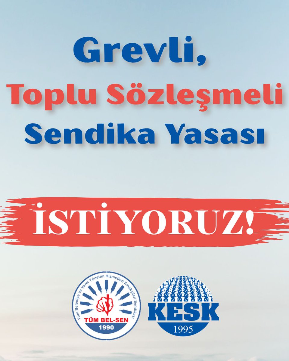 tumbelsen's tweet image. Grev hakkını içeren gerçek bir toplu sözleşme düzeni ile bununla bütünleşik bir şekilde yerel yönetimler başta olmak üzere tüm özerk bütçeli kamu kurumlarında işyeri düzeyinde, tarafların eşit koşullardaki pazarlığına dayanan, herhangi bir şarta, kısıtlamaya tabi olmayan özgür…