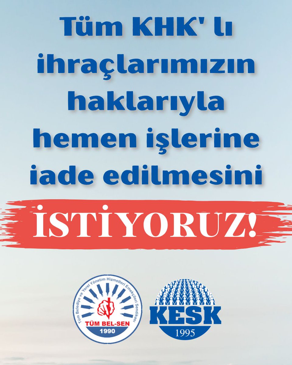tumbelsen's tweet image. Tüm kamu emekçilerine insanca bir ücret, iş ve yaşam güvencesi sağlayan çalışma koşulları ve düzeni ile sosyal hukuk devlet ilkesinin gereği olarak hukuka aykırı ve keyfi uygulamalara son verilmeli ve bu kapsamda tek taraflı yayınlanan KHK’larla bir gecede hukuksuz bir şekilde…