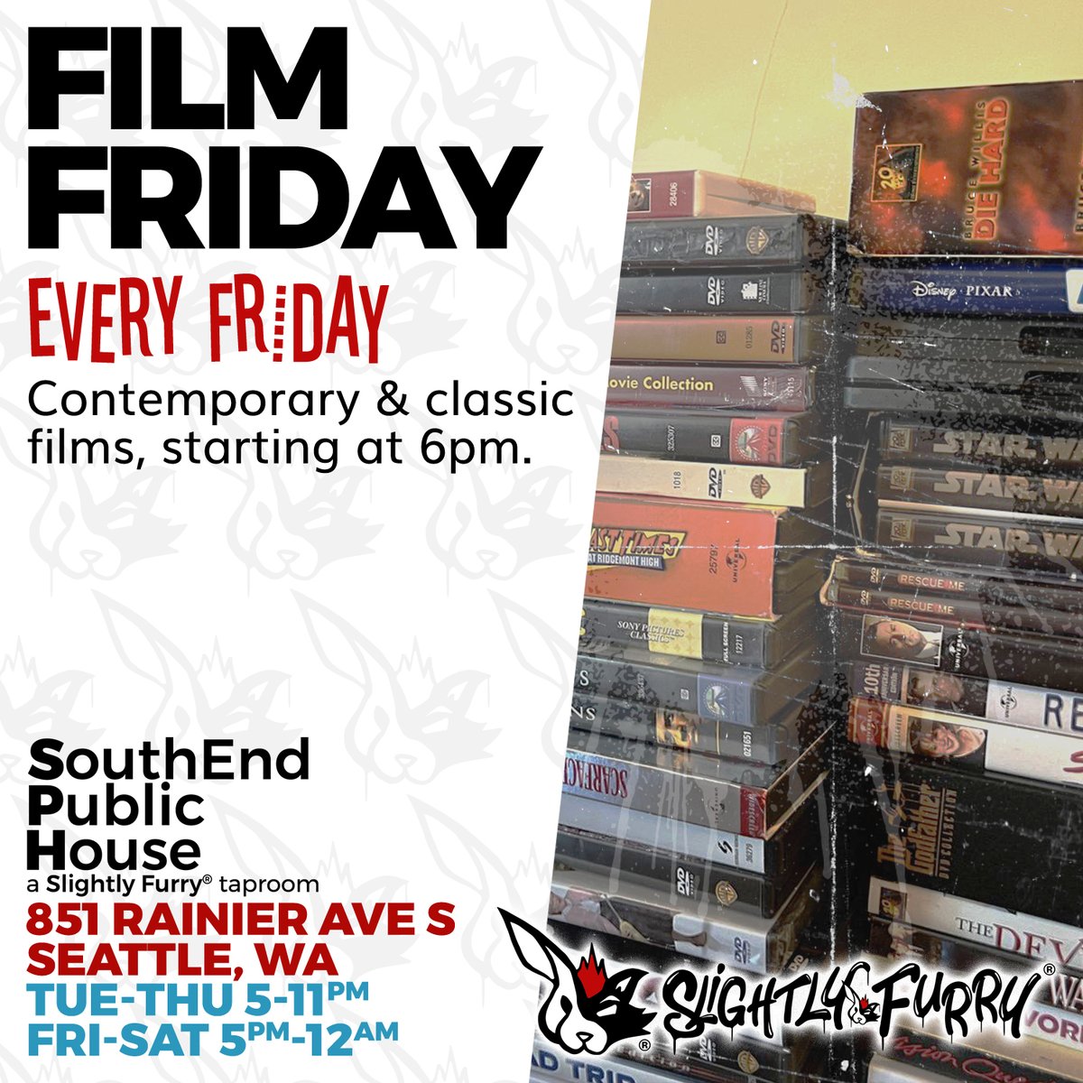 slightlyfurry's tweet image. Trade those cloudy skies for a silver screen! Show starts at 6pm.
#SouthEndPublicHouse #filmfriday #cider #Seattle