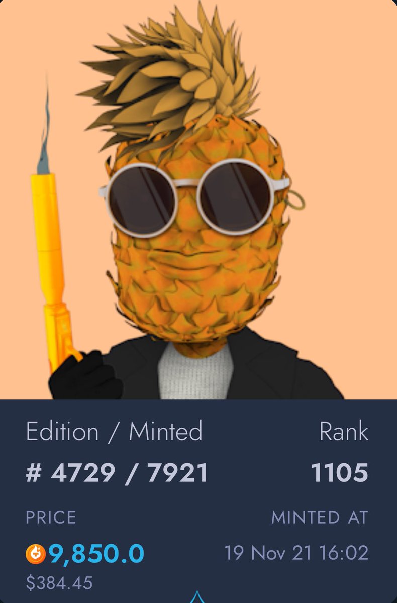 pickin_pines's tweet image. 🍍Friday Pineapple Picks!🍍
Categories: &lt;300, &lt;1000, Premium🔥🔥 🔥
thetadrop.com/marketplace/ed…
**Not Financial Advice**
$Theta $Tfuel $BTC
#Crypto #Blockchain #Bitcoin #NFT
@ThetaDrop @SecrtPineapple @TheRareRobot @ThetaRarity