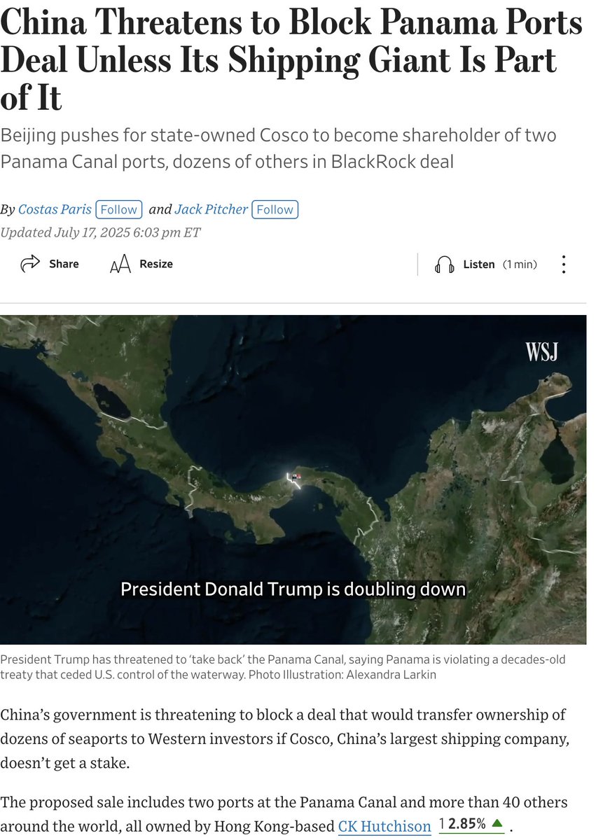 tphuang's tweet image. US/China moves ahead of meeting in Sweden:
US threatens to shutdown TikTok w/o US ownership.
China threatens to block Hutchison sales of 40+ ports w/o stake for Cosco.
Bessent said talks w/ China include Russia/Iran oil buy
China has stopped importing energy product + soybean…