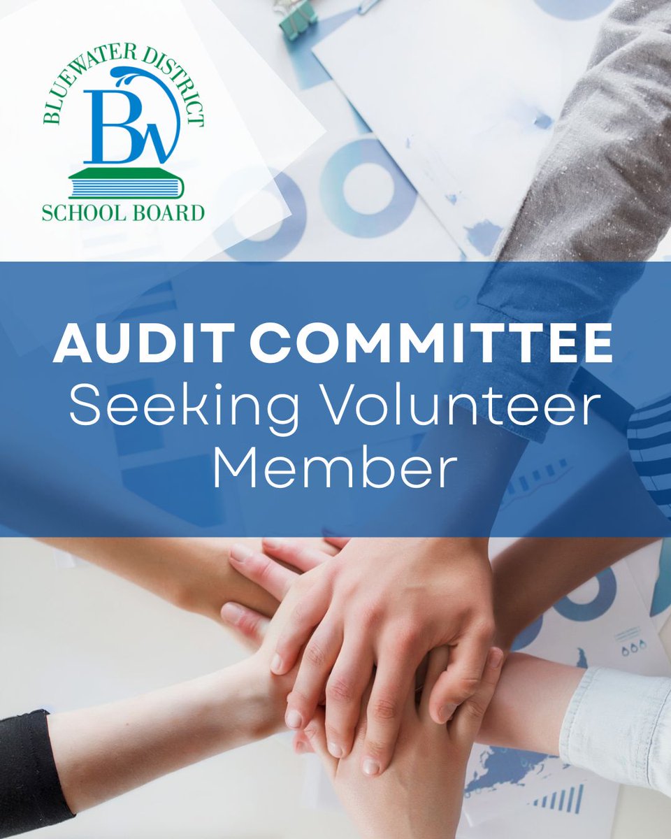 Audit Committee Seeking Member

Bluewater District School Board seeks one volunteer community member to serve a two-year term on the Audit Committee. 

Financial expertise and business acumen are required. 

Apply by July 31, 2025. 
Learn more here:  bwdsb.on.ca/departments/fi…