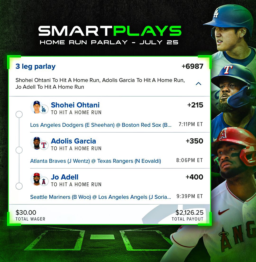 SmartPlaysDaily's tweet image. Friday Dingers 💣 (+6987)
Looking to go back to back… let’s go 🏄♂️
Get all my plays -> @VIPsmartplays