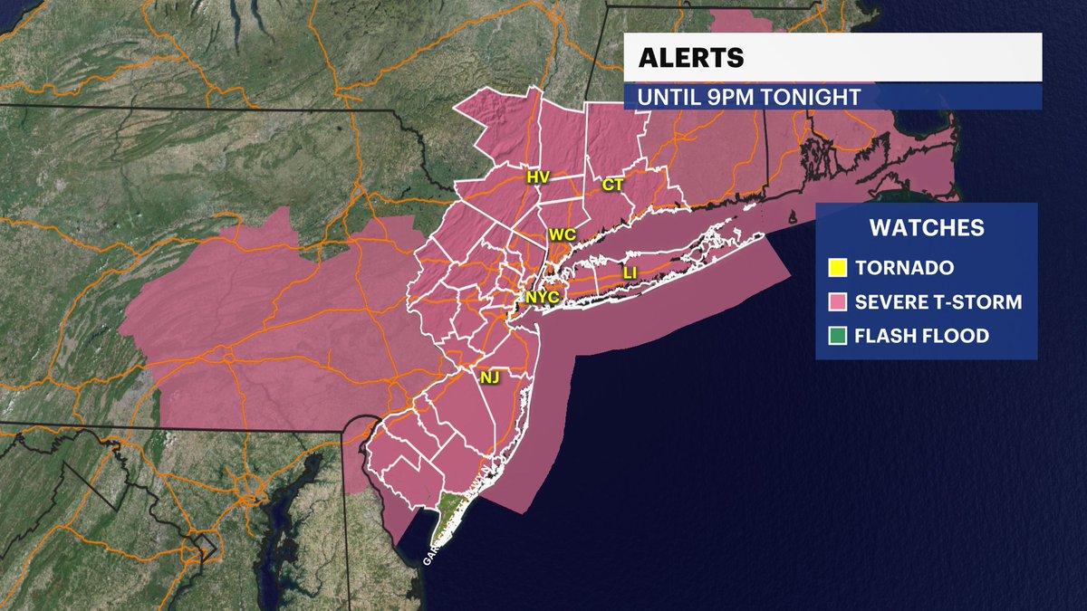 MattHammer12's tweet image. ⚠️ JUST IN: A SEVERE THUNDERSTORM WATCH has officially been issued until 9 p.m. Forecast remains unchanged.
⛈️ Storms will be done BEFORE expiration time, closer to 6 p.m. or 7 p.m. still.
📲 Check News 12 APP for UPDATES through evening. Also, here ➡️ hudsonvalley.news12.com