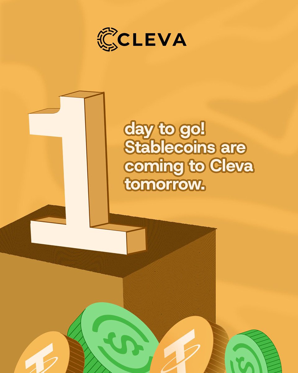clevabanking's tweet image. 1 more day to get access to another fast and secure way of receiving your dollars on Cleva.
Get ready!💃🏾
#getcleva #cleva #clevastablecoins #stablecoins