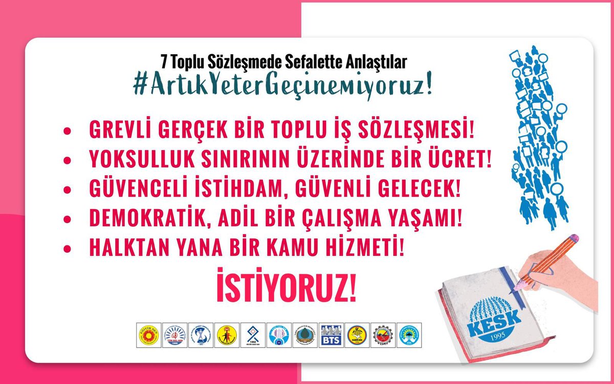 KESKHaberSen's tweet image. 7 Toplu Sözleşmede Sefalette Anlaştılar!
#ArtıkYeterGeçinemiyoruz!
Haklarımız, taleplerimiz ve geleceğimiz için satış sözleşmesi değil!
Grevli Toplu Sözleşme İSTİYORUZ!