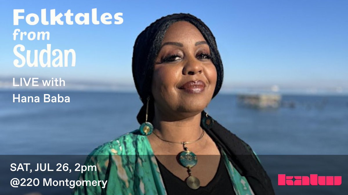 KALW's tweet image. Join KALW's Hana Baba as she tells Folktales from Sudan. The stories she grew up with in her home. Our free and family-friendly event will include live music, tea and cookies.
Join us this Saturday, July 26, 2pm at 220 Montgomery. Free RSVP at kalw.org/events.