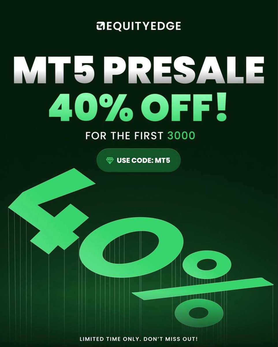 MT5 is almost here 👀
Equity Edge just dropped a wild pre-launch offer for all traders:

Buy ANY challenge &amp; get a FREE $10K Instant Funding
40% OFF with code MT5🔥

I just partnered with them to spread the word — this one’s limited, so don’t sleep.

Check them out <a href="/EquityEdgeUK/">Equity Edge</a>