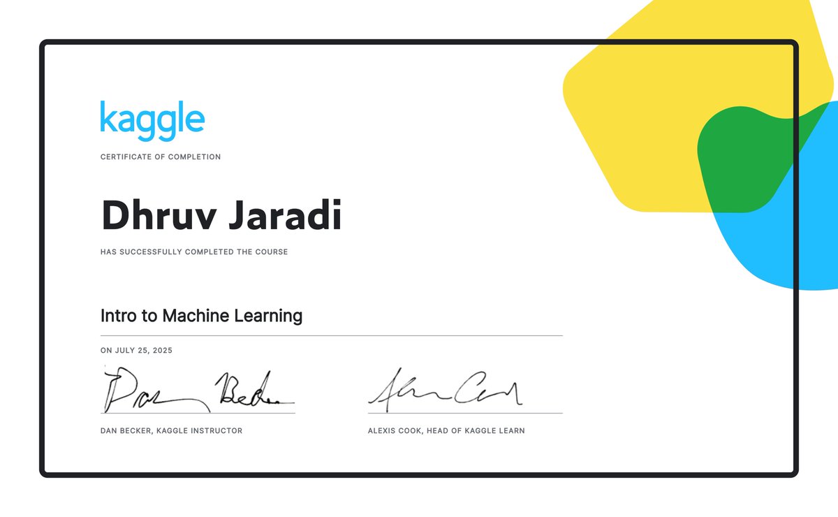 jdhruv14's tweet image. Log Day 19 :
> Read about ANN and implemented basic Image Classifier MLP on Fashion-MNIST dataset from Hands on ML
> Completed 'Intro to Machine Learning' Course from @kaggle
> Started watching 'Neural Networks from Scratch' taught by @Sentdex