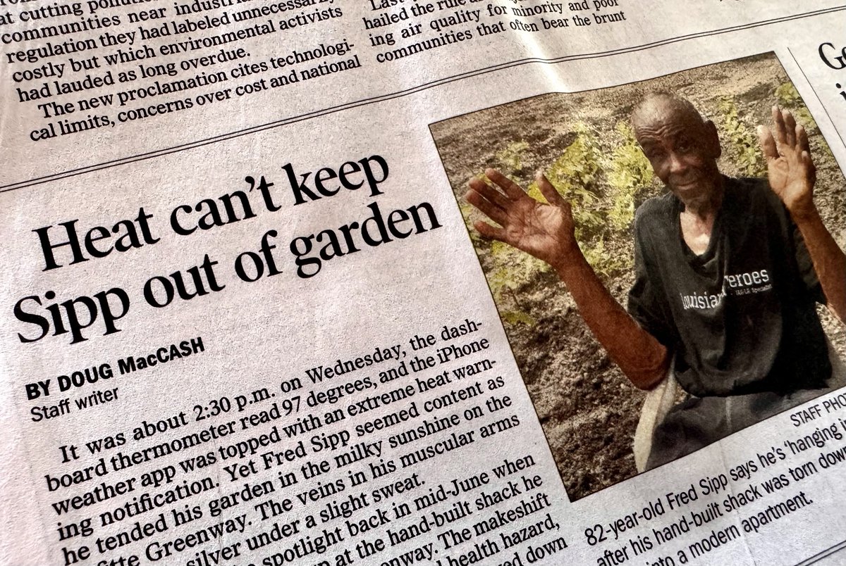 Fred Sipp, the Lafitte Greenway gardener on the FRONT PAGE today. Somebody be sure to show him!