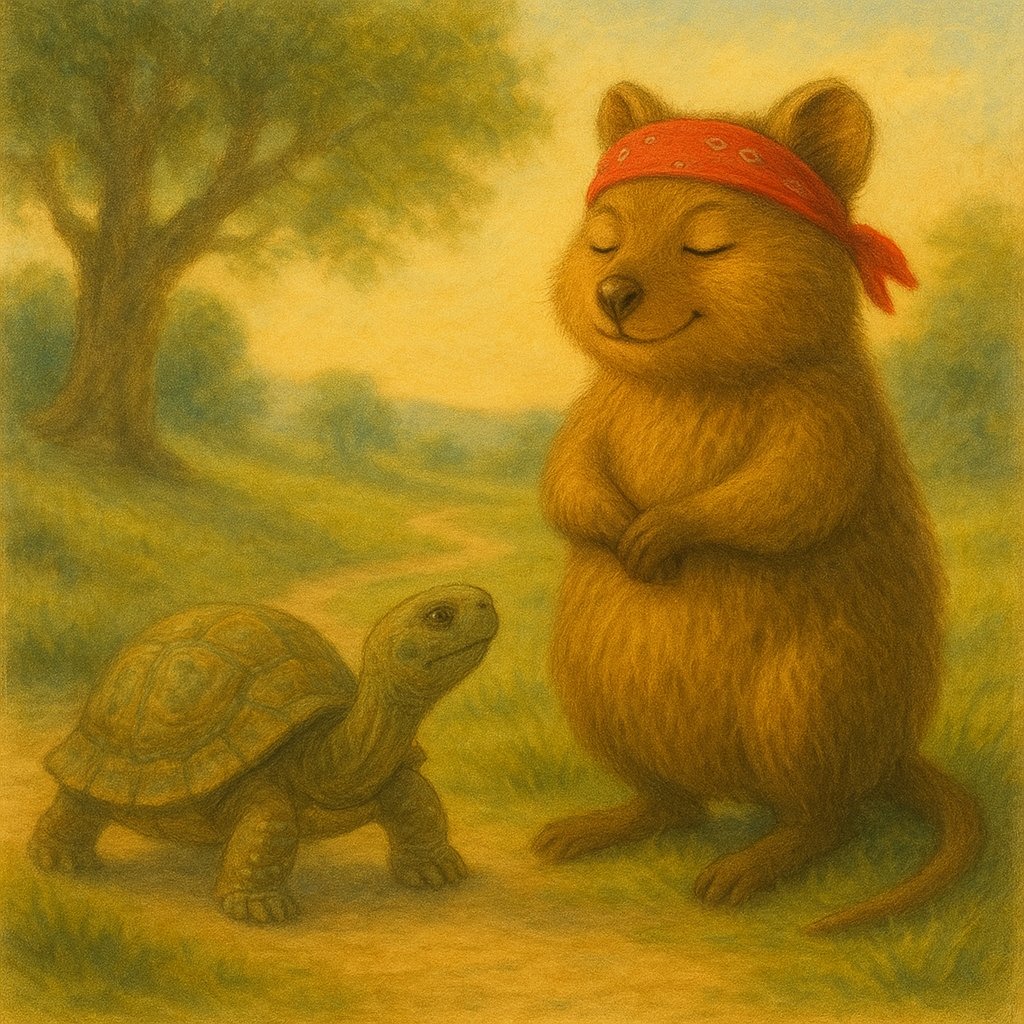 🐢 The $Quokka and the Traders 🐇

A cheerful quokka, full of delight,
Created a token, shining bright.
But traders, like hares in a frantic race,
Clicked and scrolled at a reckless pace.

"When’s the pump?" they cried in despair,
Eyes on the charts, unaware.
The quokka smiled