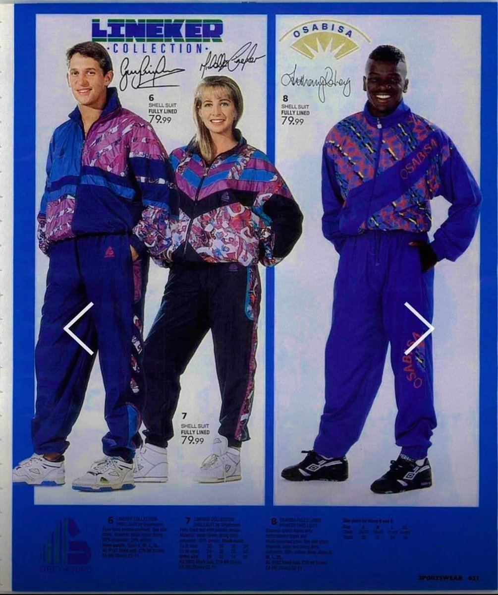 stusfootyflash's tweet image. Gary Lineker and his wife Michelle, plus Tony Daley in some killer shell suits from the Littlewoods catalogue - circa 1992.