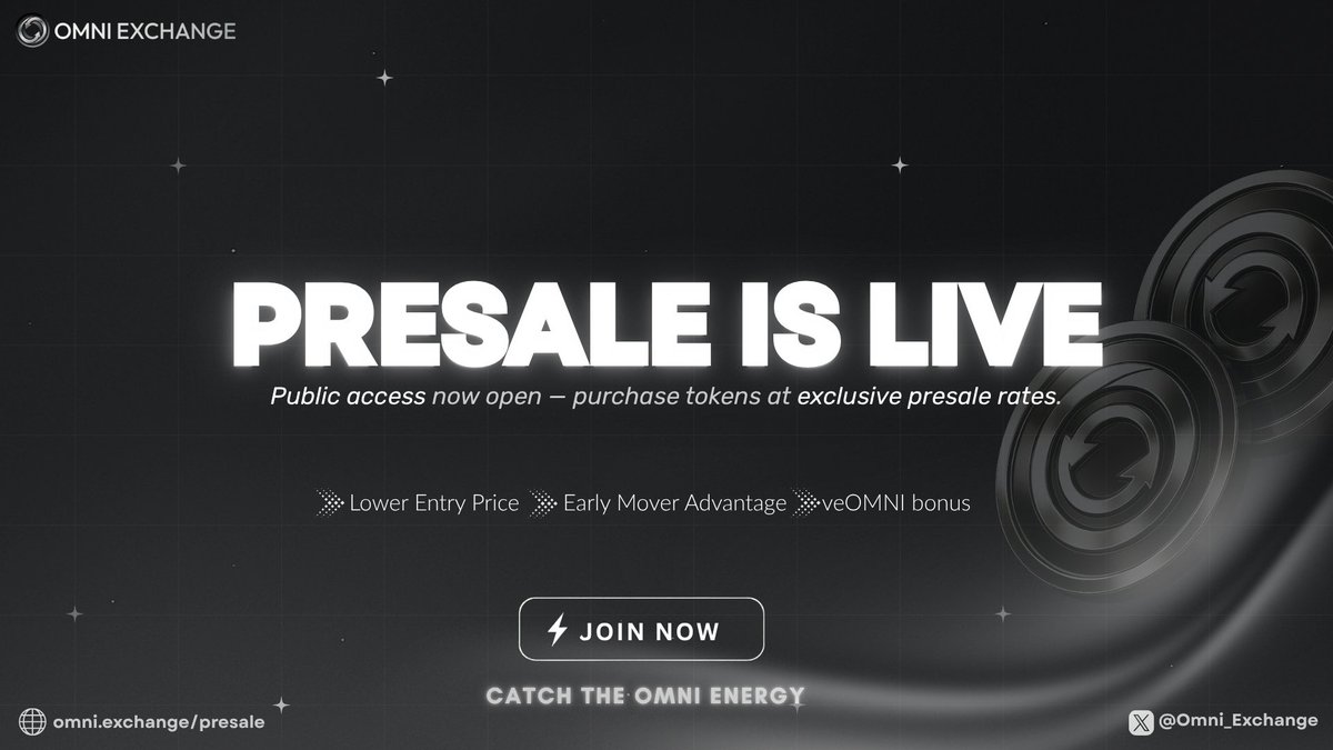 WEB3WIZARD (🦇,💙) (@danielpelumi20) on Twitter photo It's been more than 9 hours that the <a href="/Omni_Exchange/">Omni Exchange</a> token $OMNI presale has been live!
🔹 Starting price: $0.95
🎯 Aiming for $1 at TGE
🔓 Full unlock at TGE
🪂 Bonus: 55,000 $veOMNI
With just 350k limited supply!
Grab yours now! ▶️ omni.exchange/presale It's been more than 9 hours that the <a href="/Omni_Exchange/">Omni Exchange</a> token $OMNI presale has been live!
🔹 Starting price: $0.95
🎯 Aiming for $1 at TGE
🔓 Full unlock at TGE
🪂 Bonus: 55,000 $veOMNI
With just 350k limited supply!
Grab yours now! ▶️ omni.exchange/presale