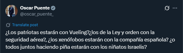 Spain’s Minister of Transportation, Oscar Puente, is defending Vueling Airlines and referring to the 50 Jewish teenagers kicked off the flight as “Israeli brats.”

Guess what, Oscar? They’re not Israeli. They’re French. But when you’re blinded by hate, facts don’t matter.