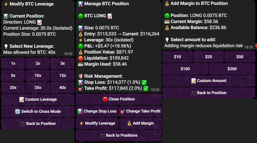AlgoTrade__'s tweet image. We’re actively expanding both our Manual and Automated trading systems to bring you full control no matter how you trade.
Today, we’ve added two essential features to Manual Trading:
• Dynamic Leverage Adjustment
Change your leverage on the fly while managing your trade giving…