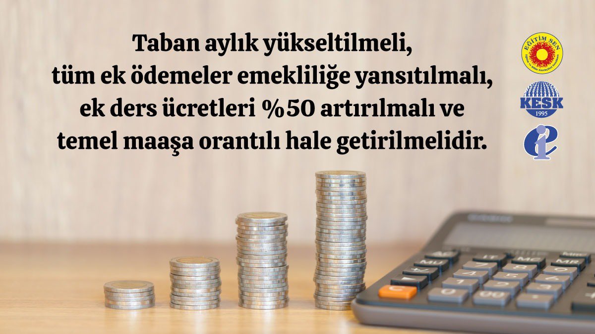Emekçi düşmanı politikalar yüzünden #ArtıkYeterGeçinemiyoruz  

Ek ödemeler emekliliğe yansısın
Ek ders ücretleri %50 arttırılsın!