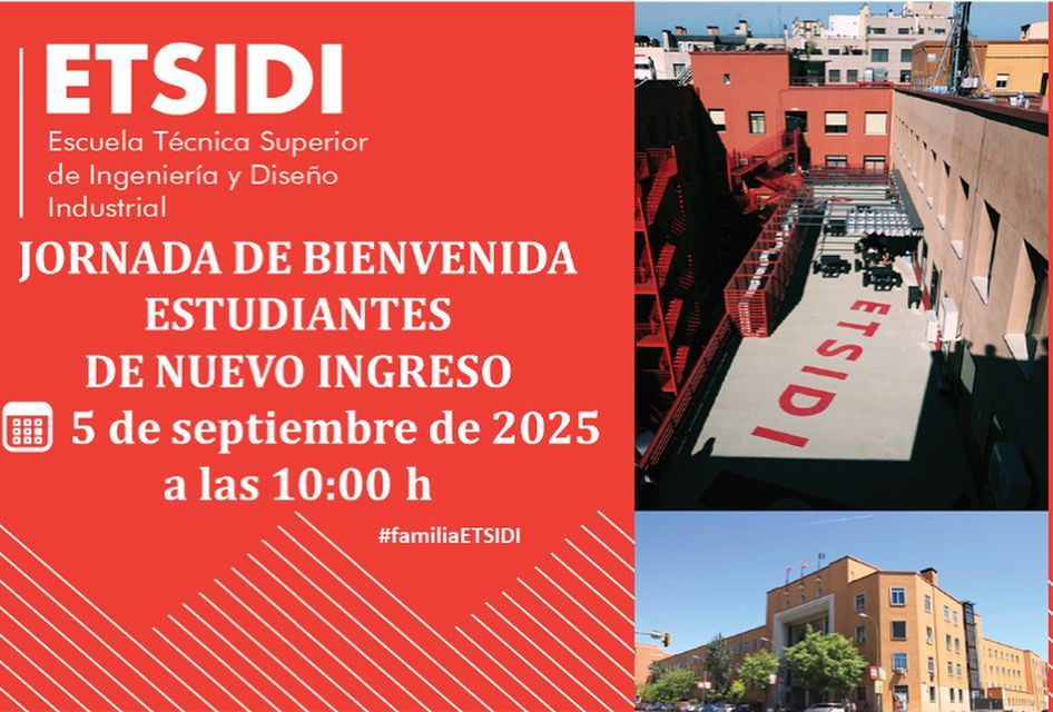 ETSIDI_UPM's tweet image. Jornada de Bienvenida de la ETSIDI para estudiantes de nuevo ingreso
Fecha: Viernes 5 de septiembre de 2025.
Hora: 10:00 h.
Lugar: Salón de Actos.
+ Info en actualidad de nuestra página web
