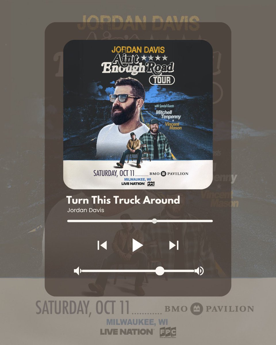 BMO Pavilion (@bmopavilion) on Twitter photo Bringing some fire New Music Friday to your feed 🔥🎶
<a href="/JordanCWDavis/">Jordan Davis Music</a> just dropped "Turn This Truck Around"- Add it to your playlist & get tickets before his show on October 11! ✨
Tickets: ticketmaster.com/event/0700627B… Bringing some fire New Music Friday to your feed 🔥🎶
<a href="/JordanCWDavis/">Jordan Davis Music</a> just dropped "Turn This Truck Around"- Add it to your playlist & get tickets before his show on October 11! ✨
Tickets: ticketmaster.com/event/0700627B…