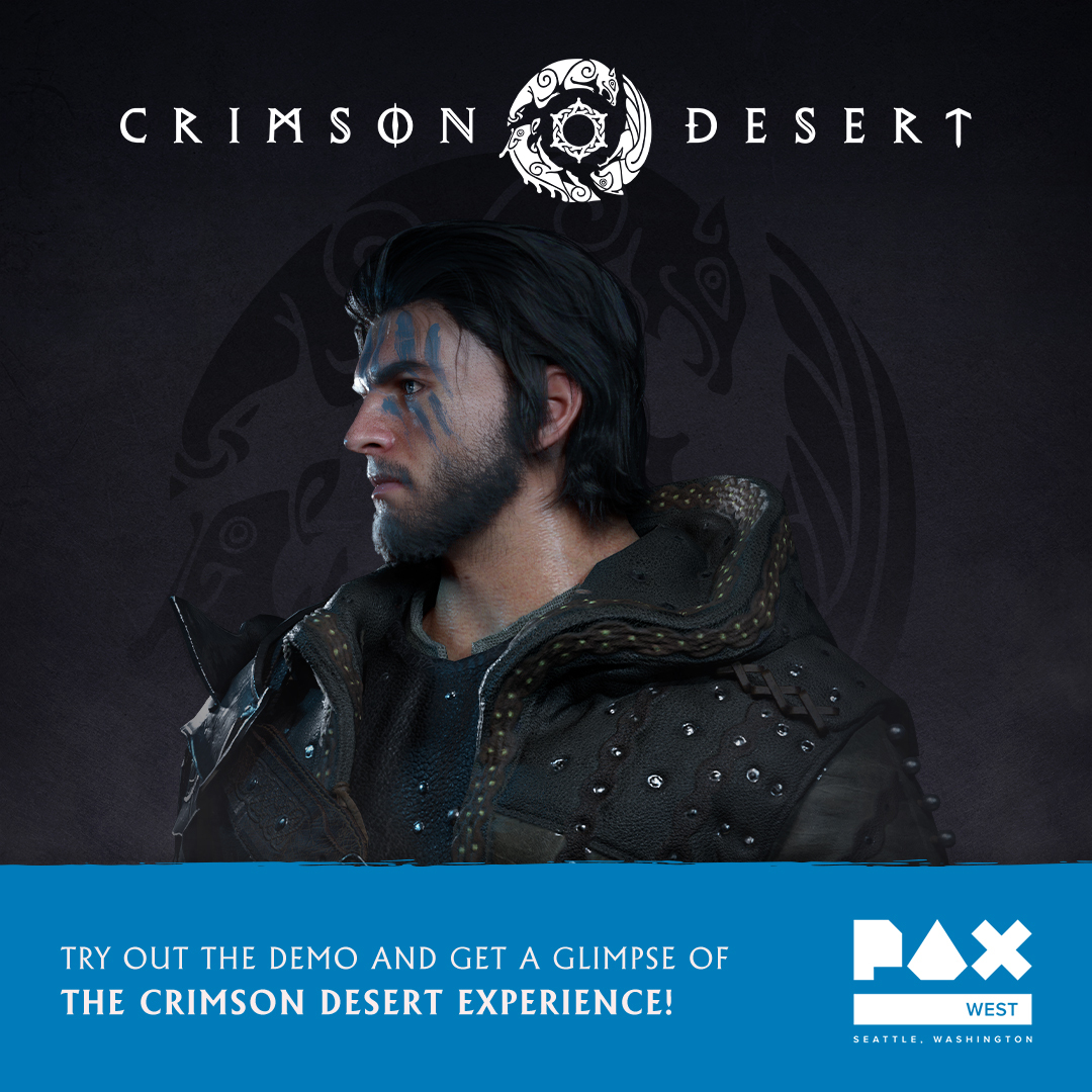 From east to west, Crimson Desert is officially bound for #PAXWest2025!
Get ready for a hands-on demo at the Pearl Abyss booth.

Keep an eye out for more details!