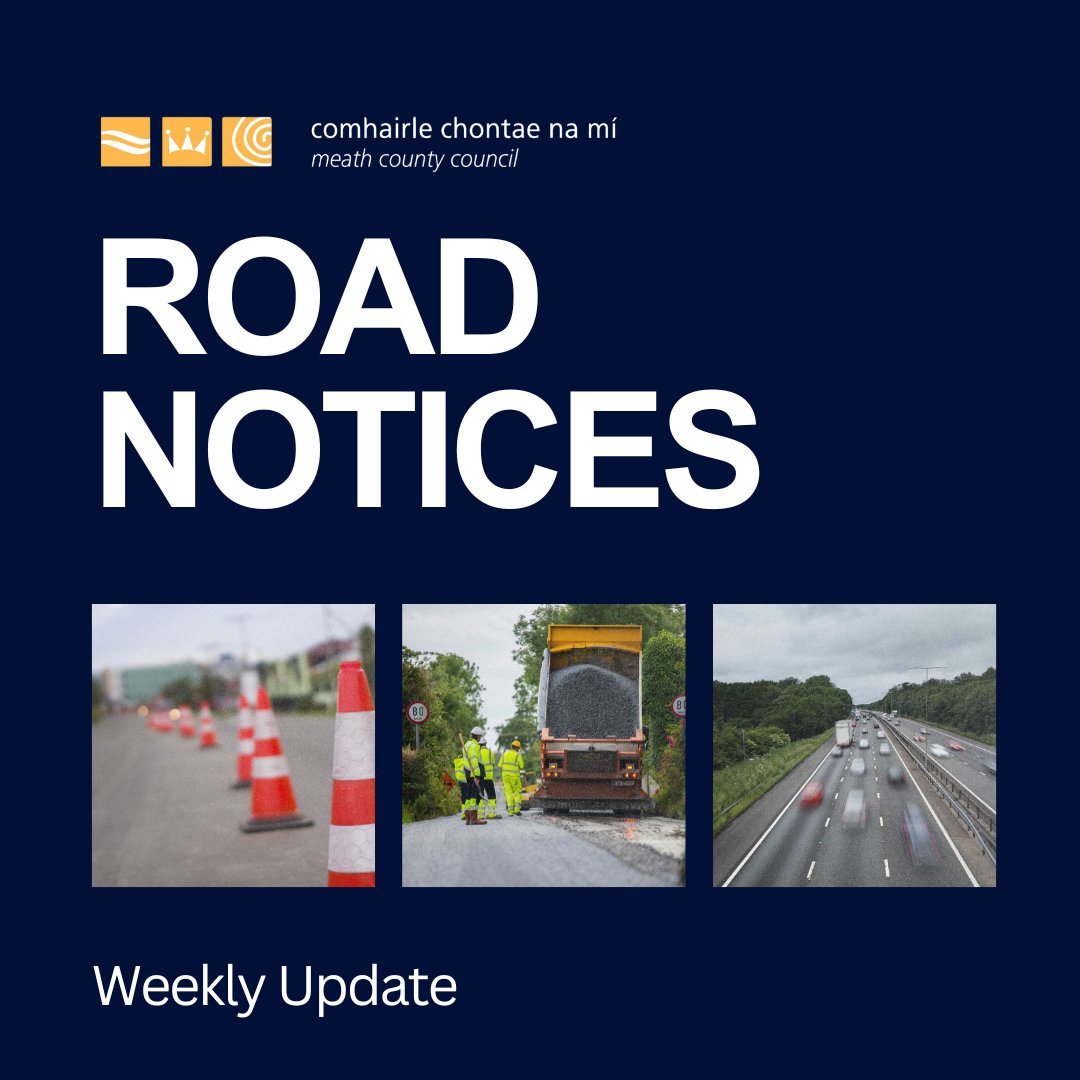 meathcoco's tweet image. ROAD NOTICES
➡️ UPDATE Temporary Closure of R153 from Navan to Kentstown, Co. Meath
This temporary road closure will commence on Monday 28th July 2025 for road reinstatement works following installation of new infrastructure on behalf of Uisce Éireann
Further info at:…