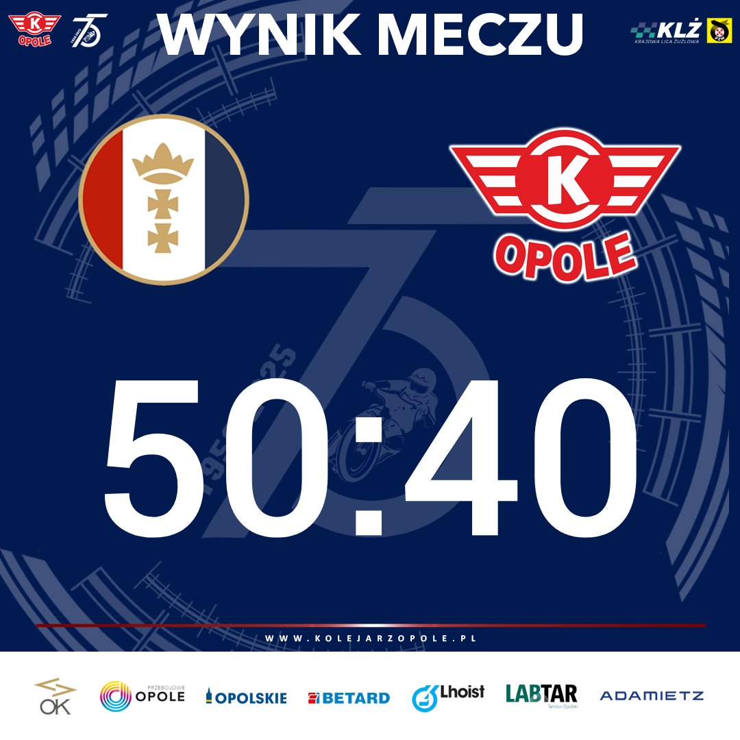Dzisiejszy mecz to już historia. W Gdańsku zdobyliśmy 40 punktów.

Do końca sezonu czekają nas już tylko dwa mecze. Zapraszamy kibiców na nasze ostatnie domowe spotkanie, które odbędzie się 3 sierpnia. Naszym przeciwnikiem będzie Speedway Kraków.