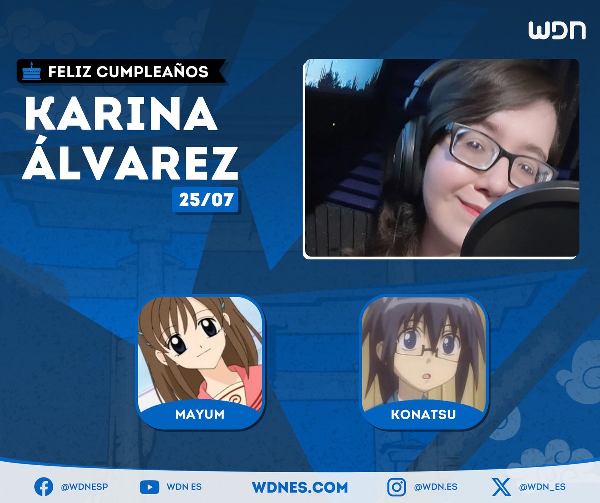 wdn_es's tweet image. 🎂 | Cumpleaños
Le deseamos un feliz cumpleaños a la actriz de doblaje @karinalvrz, ¡esperamos que la pase increíble en compañía de sus familiares y seres queridos!