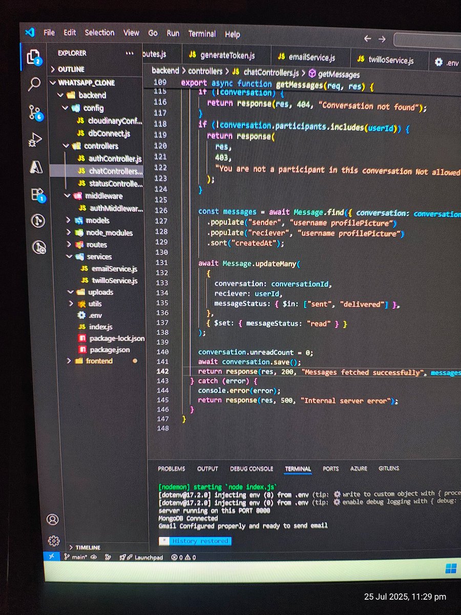 CoderShaswat's tweet image. Continue Working on project...
Add some third party services like Twillo for send  OTP to phone and node mailer for send OTP to mail..
#fullstack #mern #journey #CodingJourney