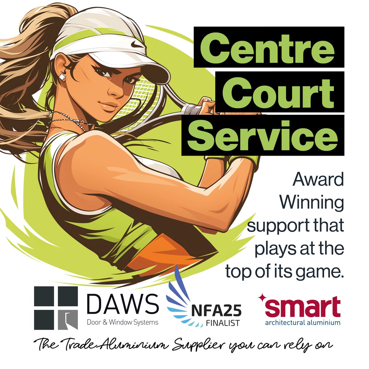 DAWS - Serving up Award-Winning Marketing Support. daws.co.uk

#Aluminium #Doors #Windows #SteelLook #Trade #Supplier #Installer #Fabricator #Fenestration #Wimbledon #Tennis #Ace #ServeUpSuccess #Marketing #Support