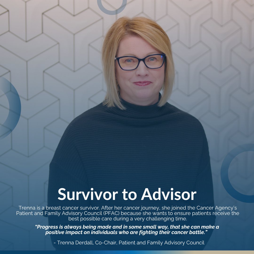 SaskCancer's tweet image. Meet Trenna Derdall, Co-chair of the Patient and Family Advisory Council. She aims to improve cancer care for patients and their families. Thank you Trenna, you are making a difference! 

#SKCancerAgency #CancerCare #CancerSurvivor