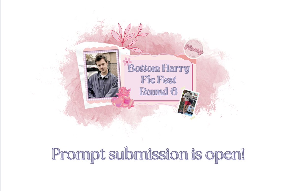 BHarryFest's tweet image. Prompt submission for the Bottom Harry Fic Fest Round 6 is officially OPEN! 🌸
Submit your prompts using this form: forms.gle/X1kEspEHMg9179…
Submit as many as you’d like, whenever you’d like 🤍 The more prompts we have, the better!
