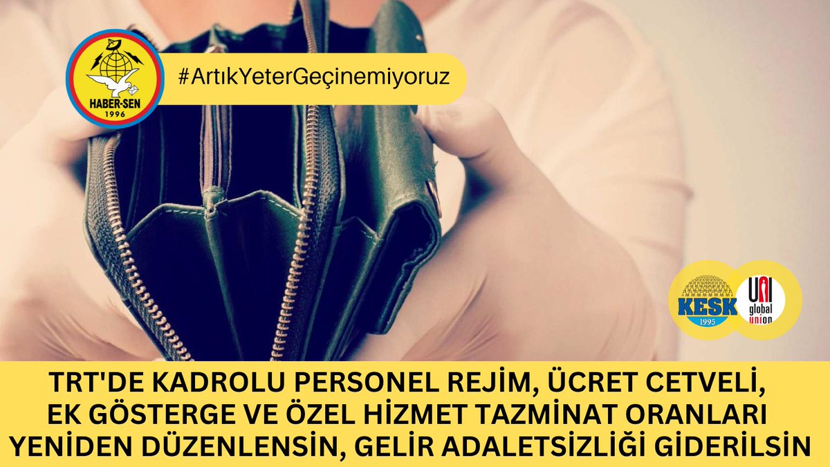 KESKHaberSen's tweet image. 7 Toplu Sözleşmede Sefalette Anlaştılar!
#ArtıkYeterGeçinemiyoruz!
TRT EMEKÇİLERİ ÖZLÜK VE MADDİ HAKLARINI İSTİYOR!
KAMU HİZMETİ YAYINCILIĞINA DÖNÜLMESİNİ VE LİYAKATSİZ DIŞARIDAN YAPILAN ATAMALARIN DURMASINI İSTİYOR!
TRT HALKINDIR, HALKIN KALACAK!