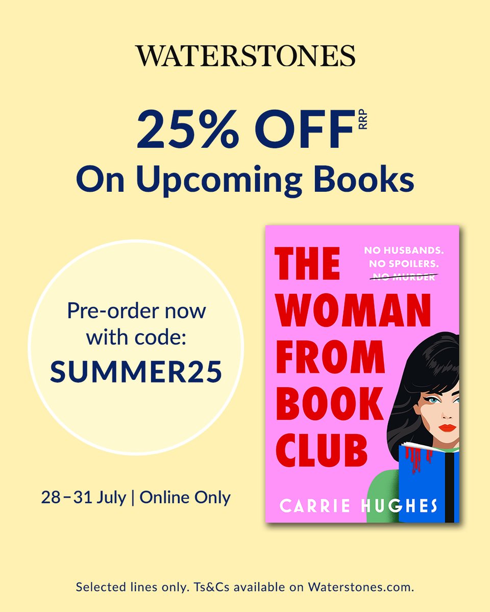 Carrie Hughes (@carriehughesbks) on Twitter photo Waterstones are giving a massive 25% off 'The Woman from Book Club' when you preorder online with SUMMER25 from 28 to 31 July. <a href="/Waterstones/">Waterstones</a> 📚 Waterstones are giving a massive 25% off 'The Woman from Book Club' when you preorder online with SUMMER25 from 28 to 31 July. <a href="/Waterstones/">Waterstones</a> 📚
