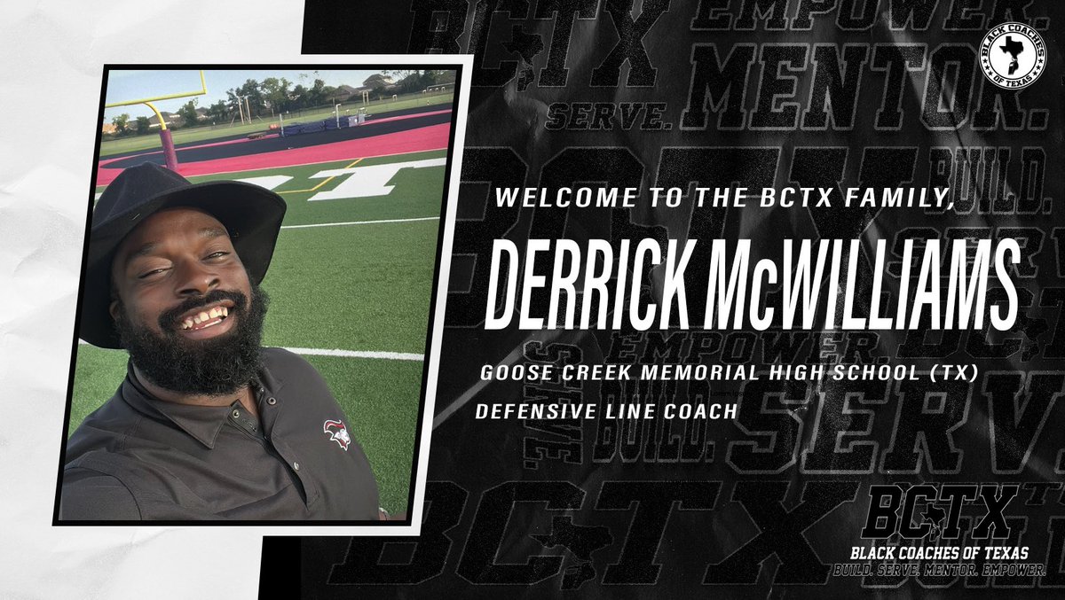 Black Coaches of Texas (@blackcoachestx) on Twitter photo Welcome to the #BCTX🫱🏾🫲🏿 family <a href="/BigCountryQ11/">Derrick Mcwilliams</a>!
Build. Serve. Mentor. Empower.
Join the #BCTX🫱🏾🫲🏿 today! Welcome to the #BCTX🫱🏾🫲🏿 family <a href="/BigCountryQ11/">Derrick Mcwilliams</a>!
Build. Serve. Mentor. Empower.
Join the #BCTX🫱🏾🫲🏿 today!